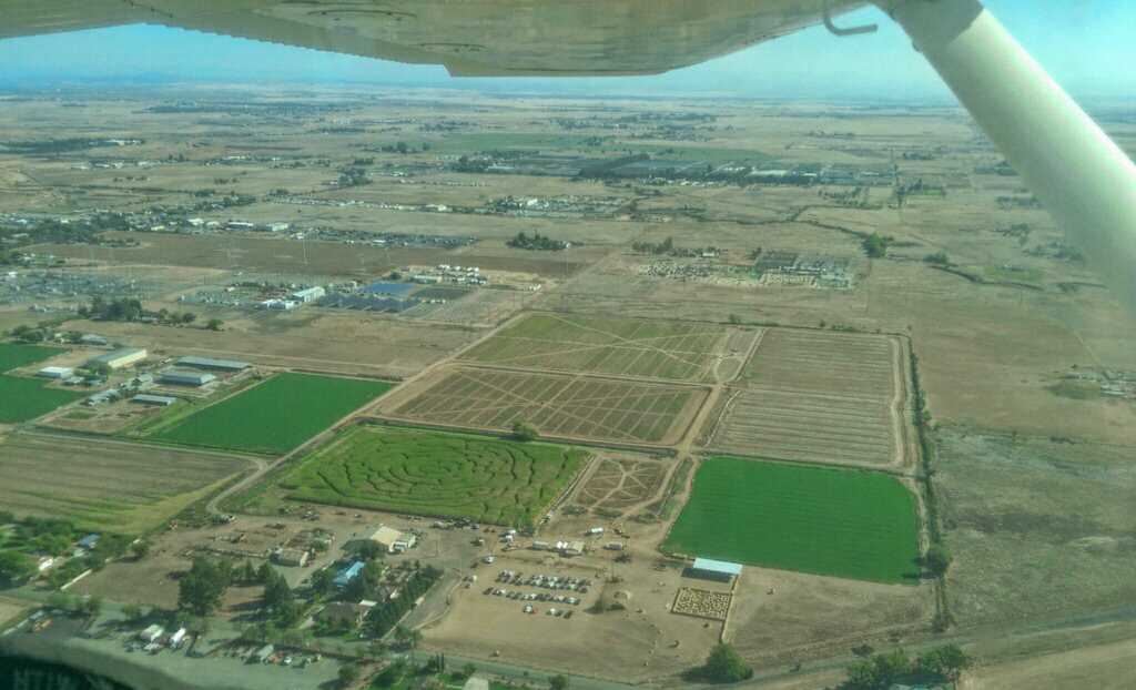 roemer pumpkin patch corn maze image from airplane